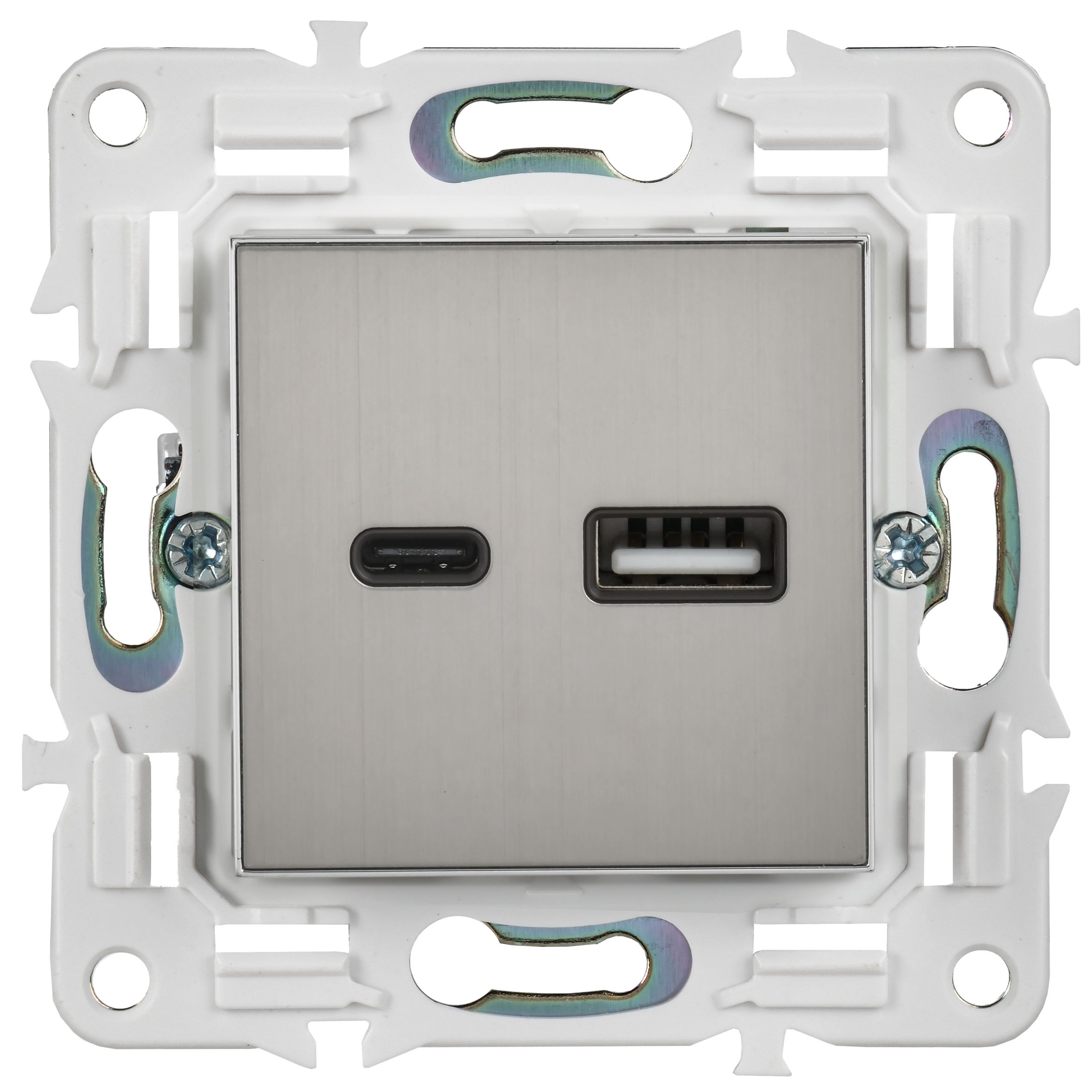             SKANDY Розетка USB A+C 3,1А SK-R14N металл никель IEK    