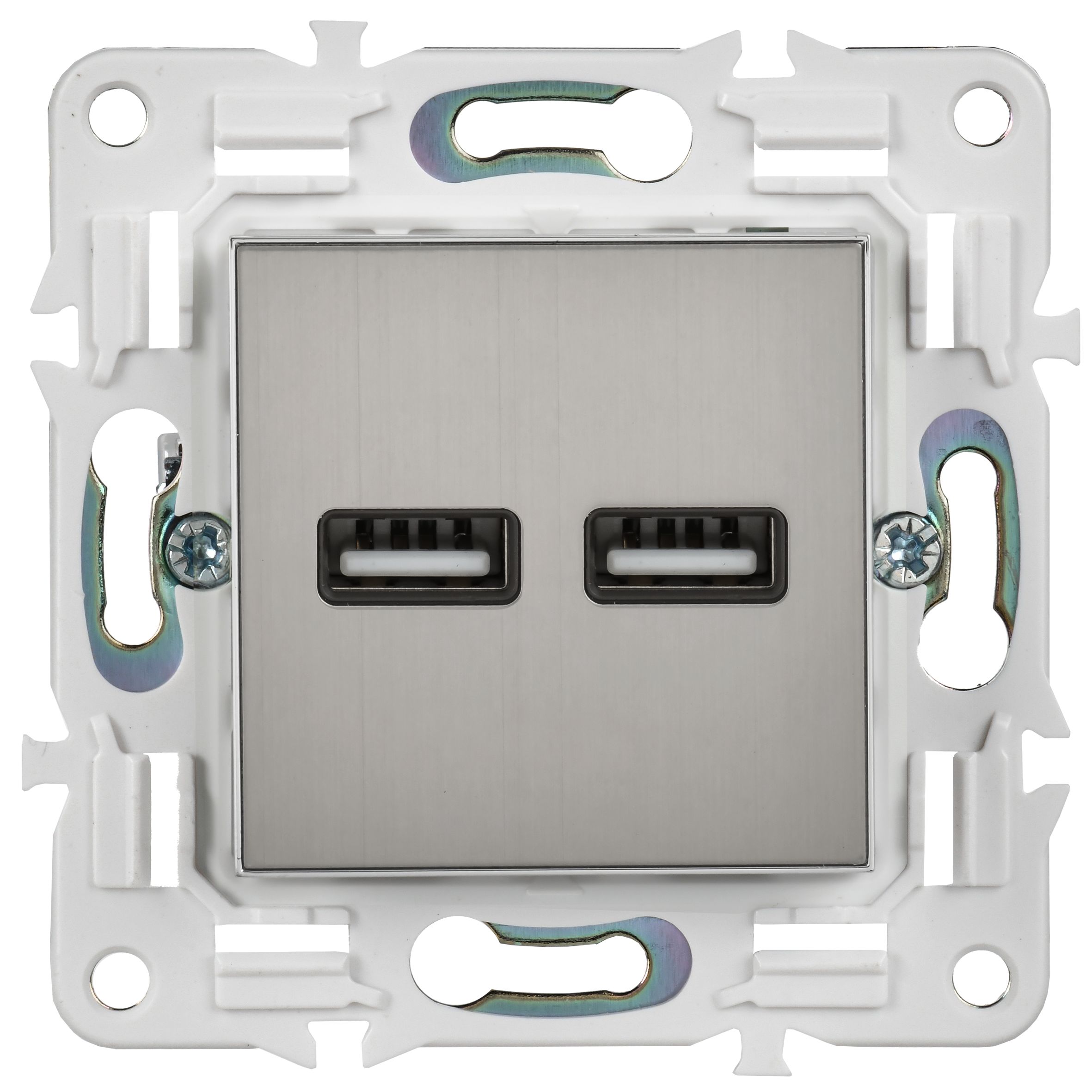             SKANDY Розетка USB A+A 3,1А SK-R15N металл никель IEK    