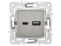             SKANDY Розетка USB A+C 18Вт SK-R13N металл никель IEK    