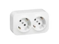             Розетка екі нүктелі 2x2К+З қорғаныс пердешелерсіз, ақ Forix /782413/    