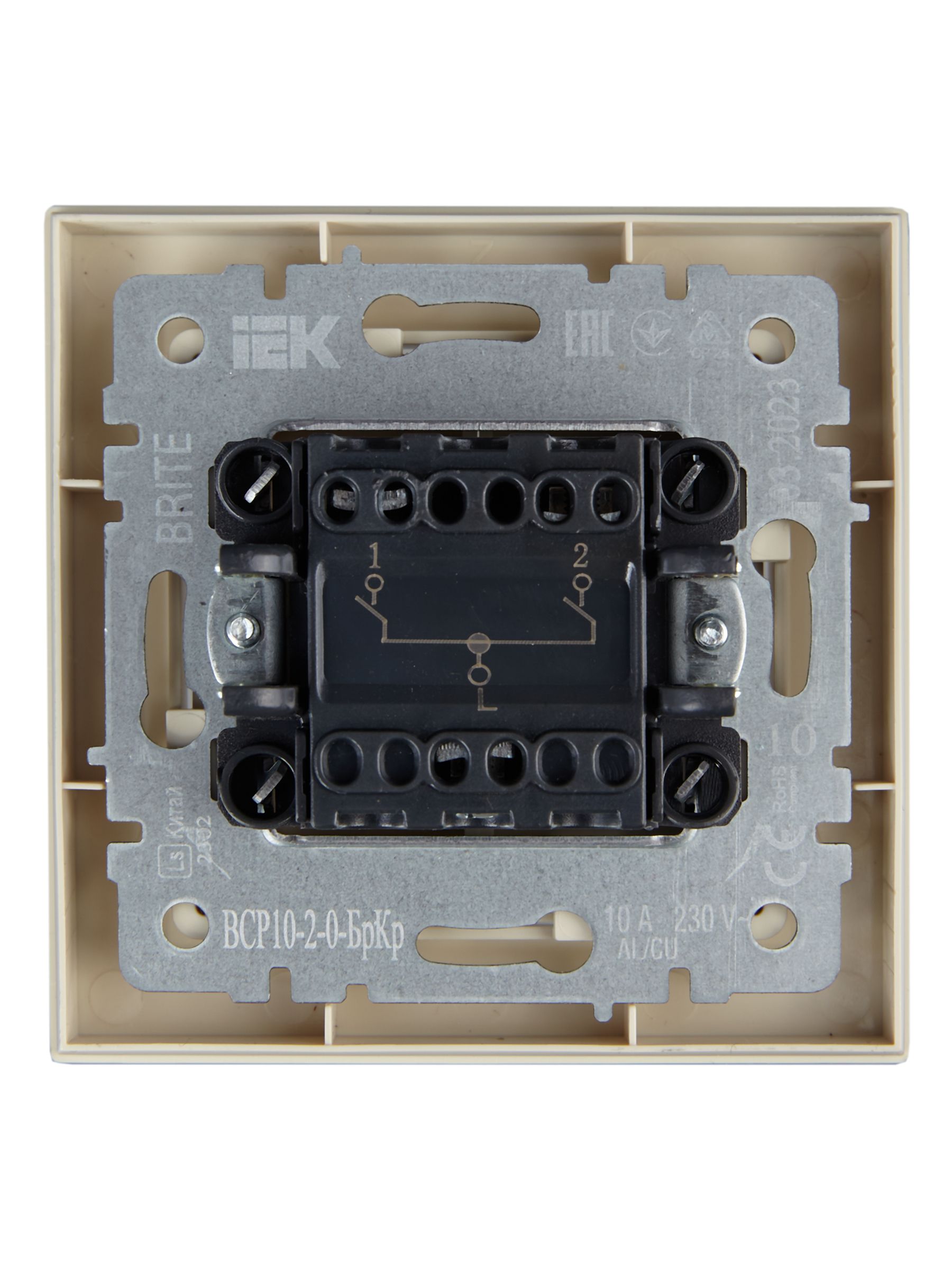             BRITE Ажыратқыш, екі пернелі 10А жиынтықта ВСP10-2-0-БрКр сарғыш ИЭК    