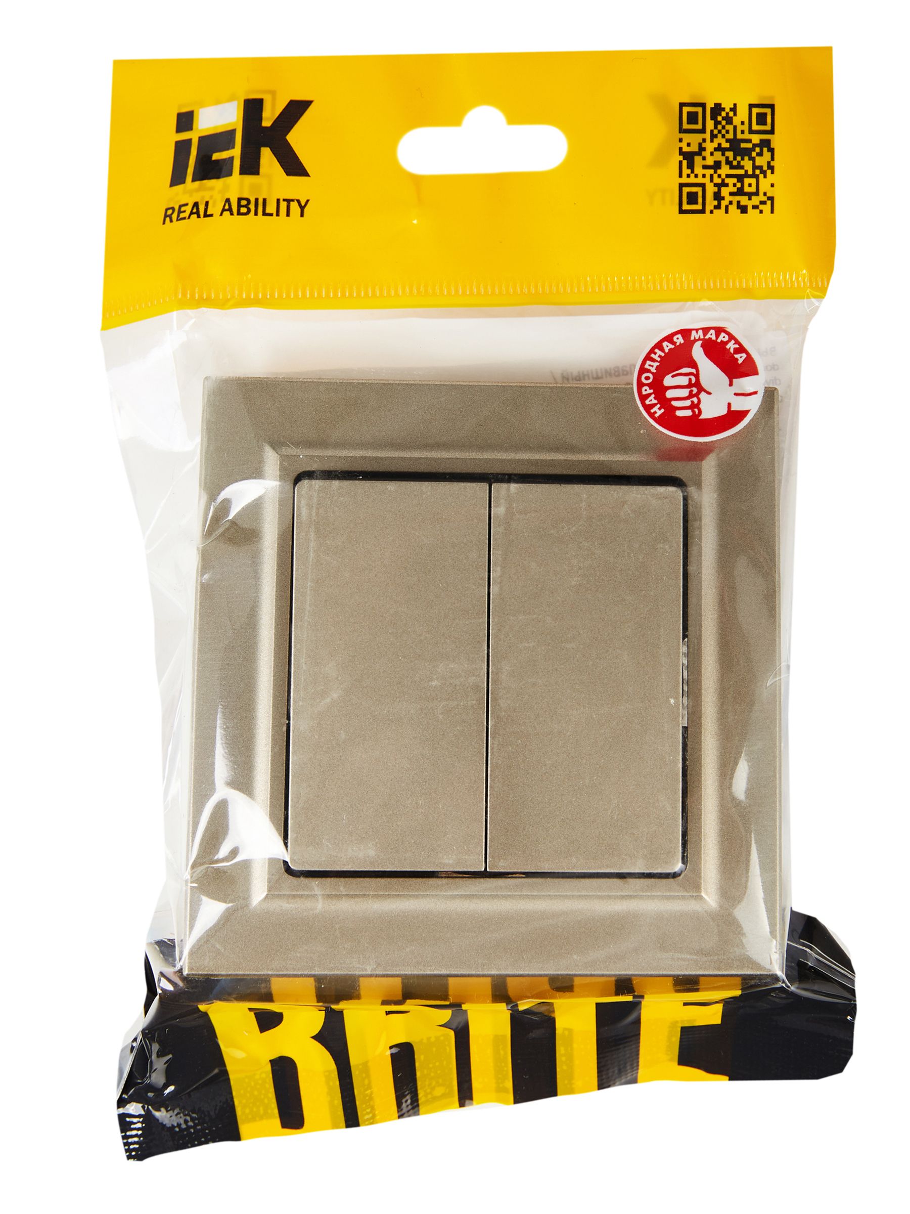             BRITE Ажыратқыш, екі пернелі 10А жиынтықта ВСP10-2-0-БрШ шампан ИЭК    