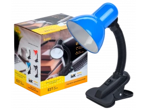 LIGHTING Светильник настольный 1001 на прищепке Е27 синий IEK