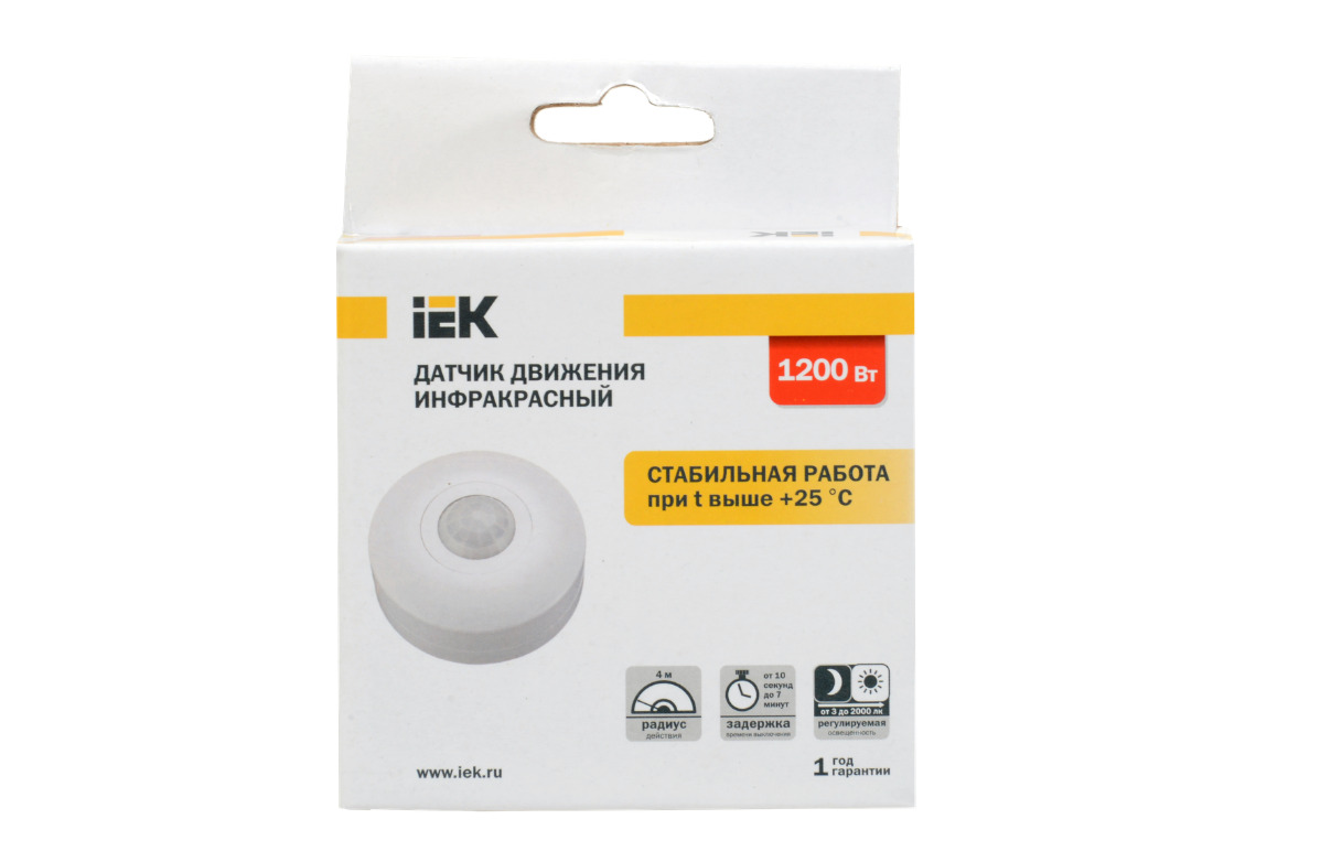 Қозғалыс датчигі ДД 025 ақ 1200Вт, 360 град. 6М, IP20 IEK