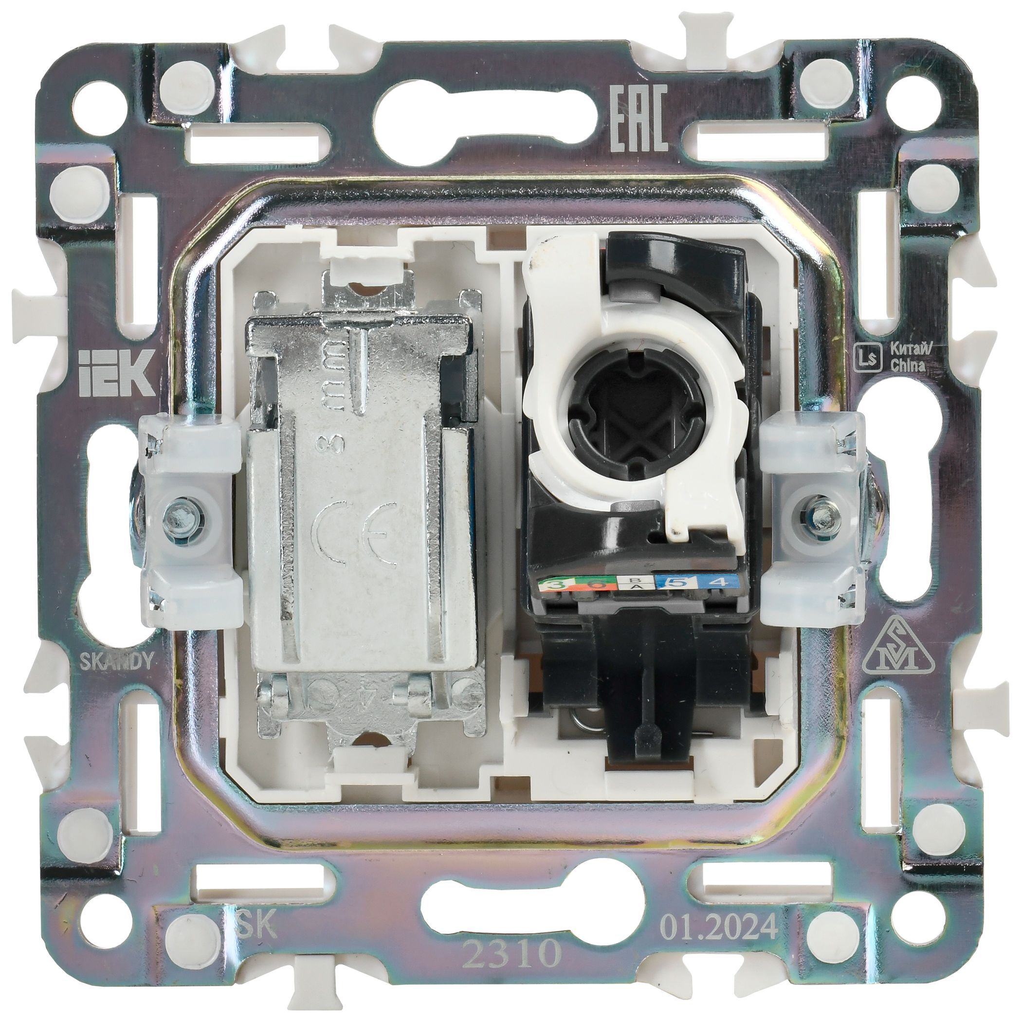 SKANDY 2 ұялы розетка TV+RJ45 5E категориялы SK-A14Bl қара IEK