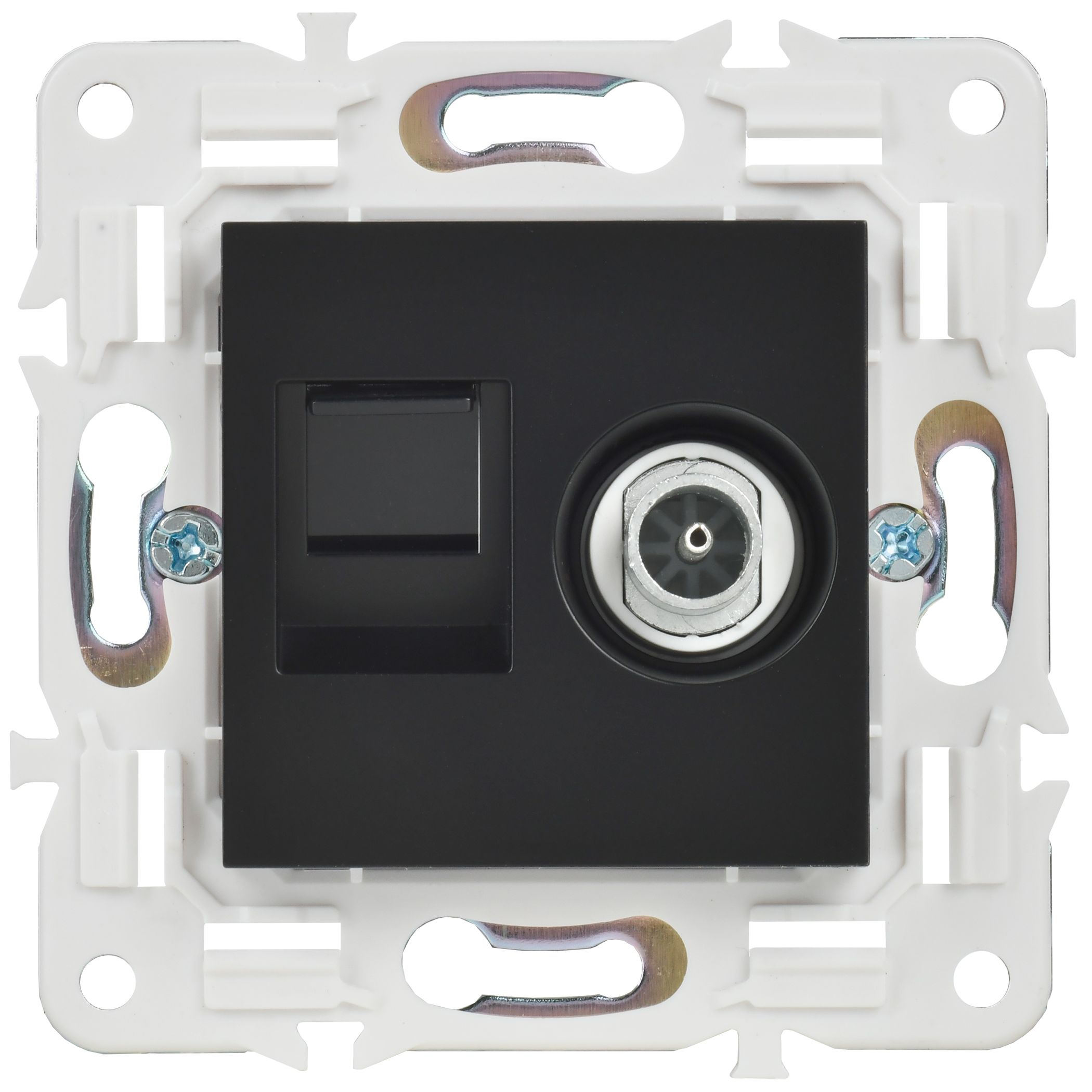 SKANDY 2 ұялы розетка TV+RJ45 6 категориялы SK-A15Bl қара IEK