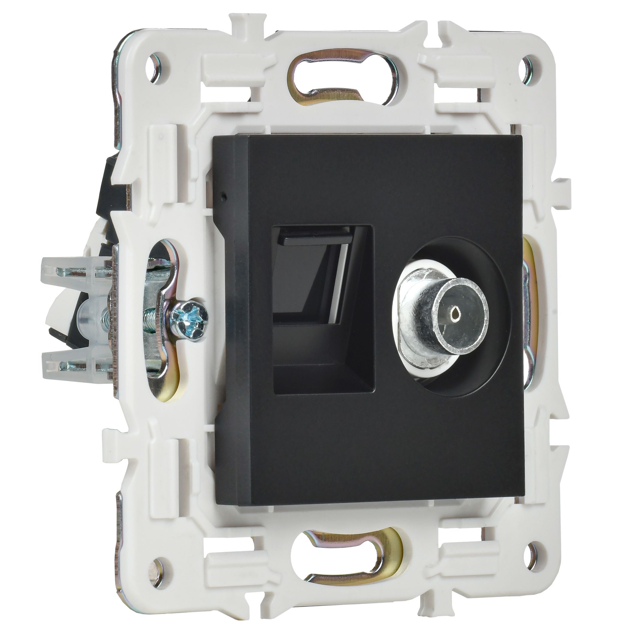 SKANDY 2 ұялы розетка TV+RJ45 6 категориялы SK-A15Bl қара IEK