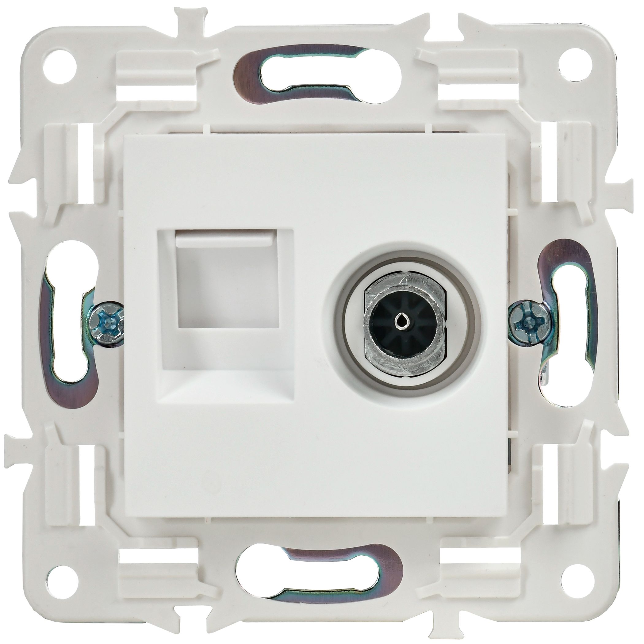 SKANDY 2 ұялы розетка TV+RJ45 5E категориялы SK-A14W арктикалық ақ IEK