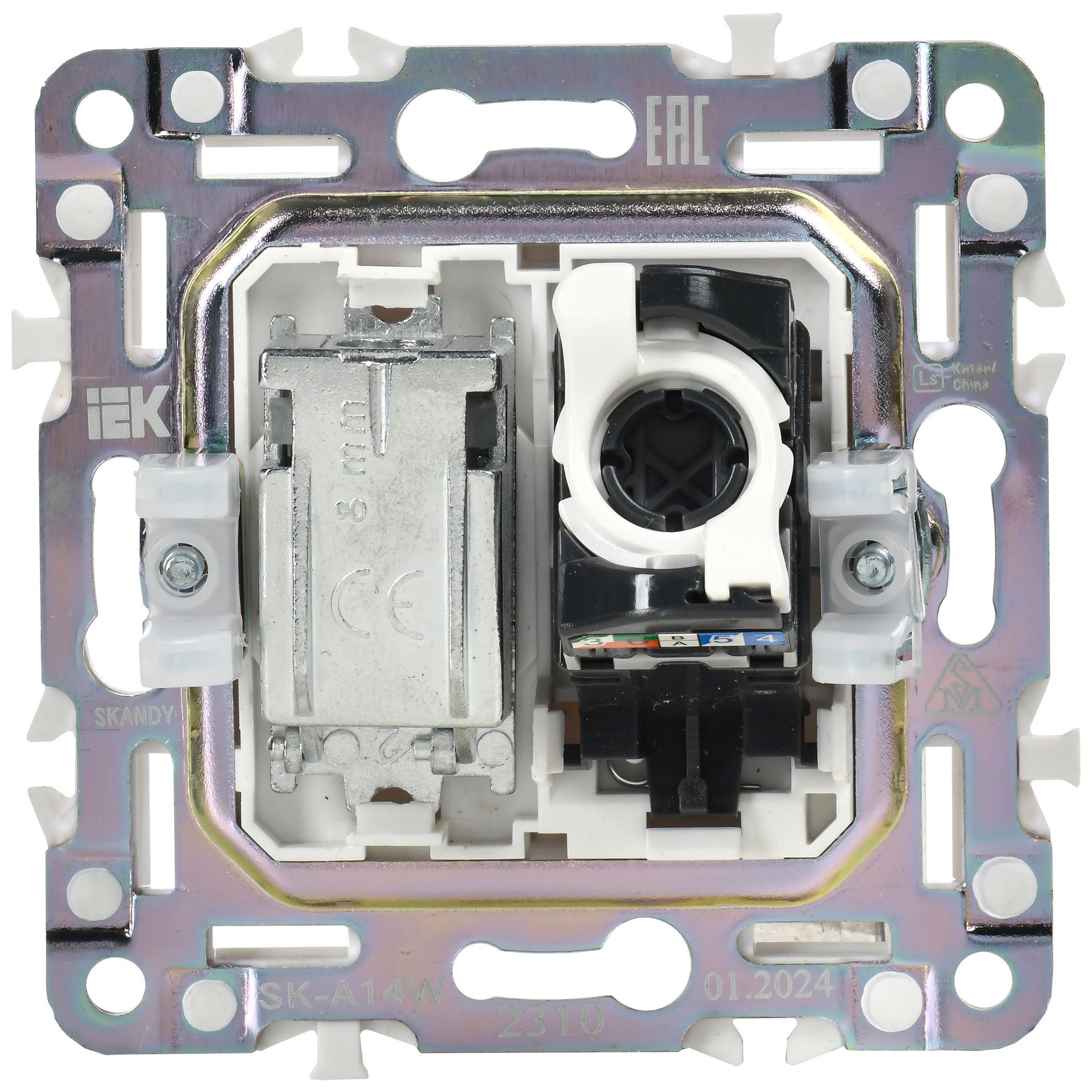 SKANDY 2 ұялы розетка TV+RJ45 5E категориялы SK-A14W арктикалық ақ IEK
