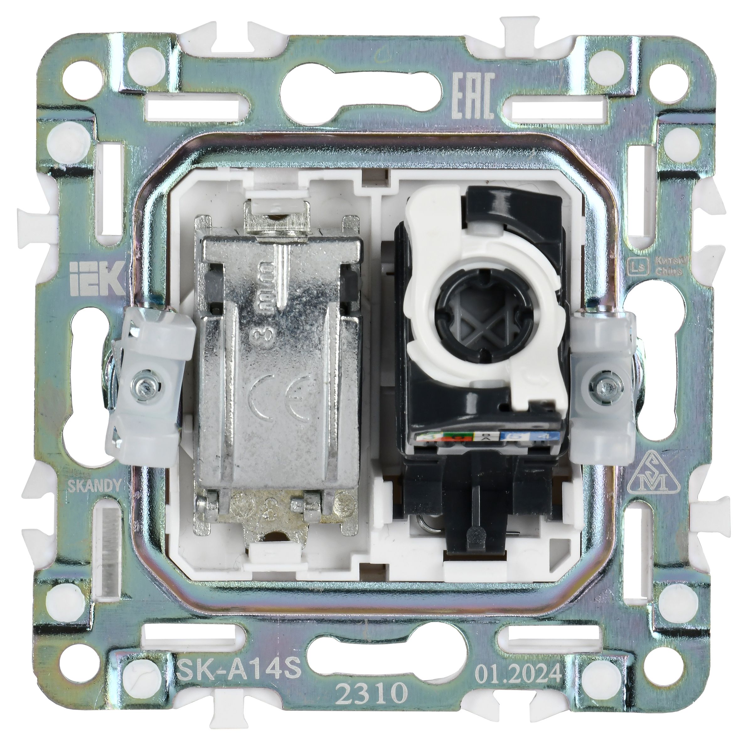             SKANDY 2 ұялы розетка TV+RJ45 5E категориялы SK-A14S күміс IEK    