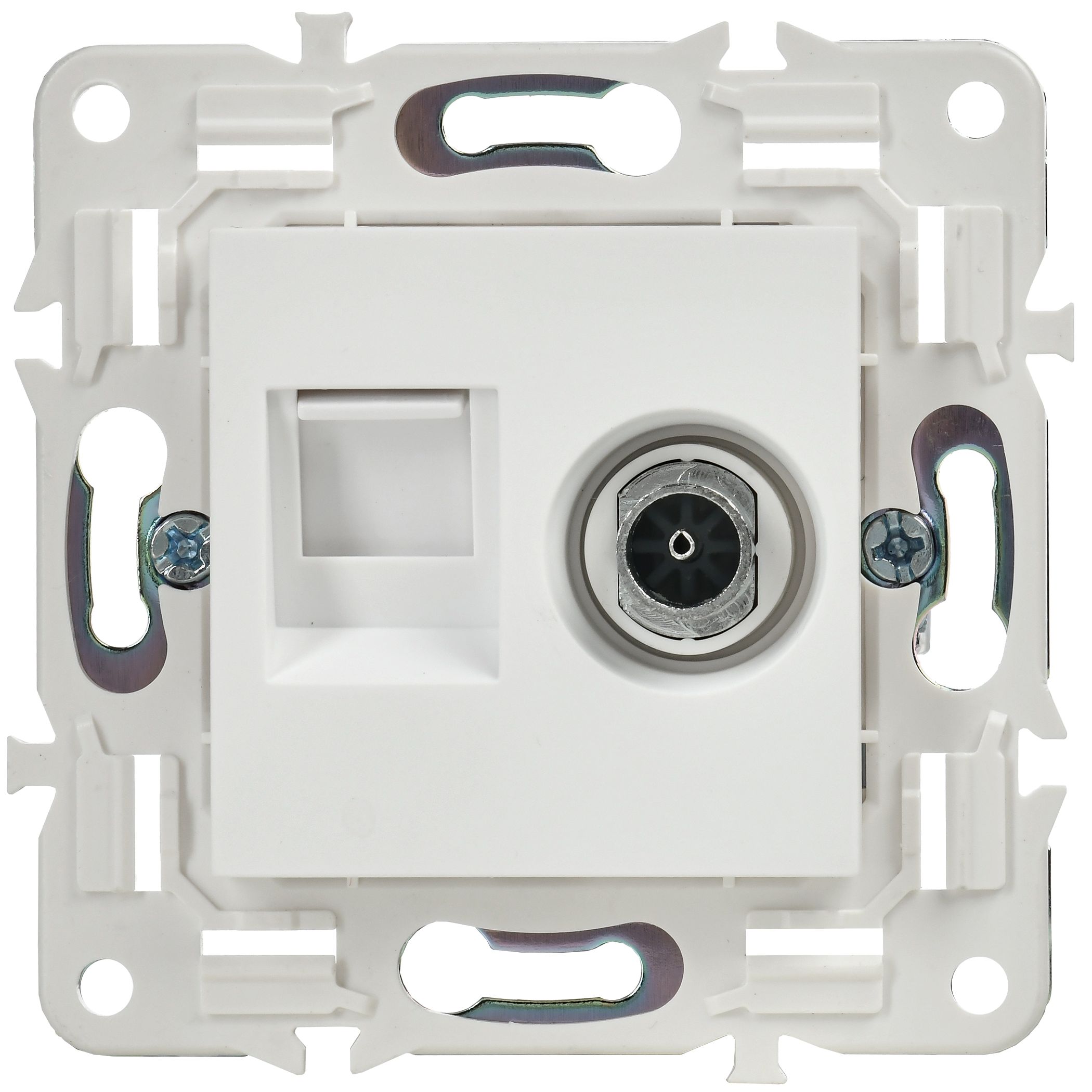 SKANDY 2 ұялы розетка TV+RJ45 6 категориялы SK-A15W арктикалық ақ IEK