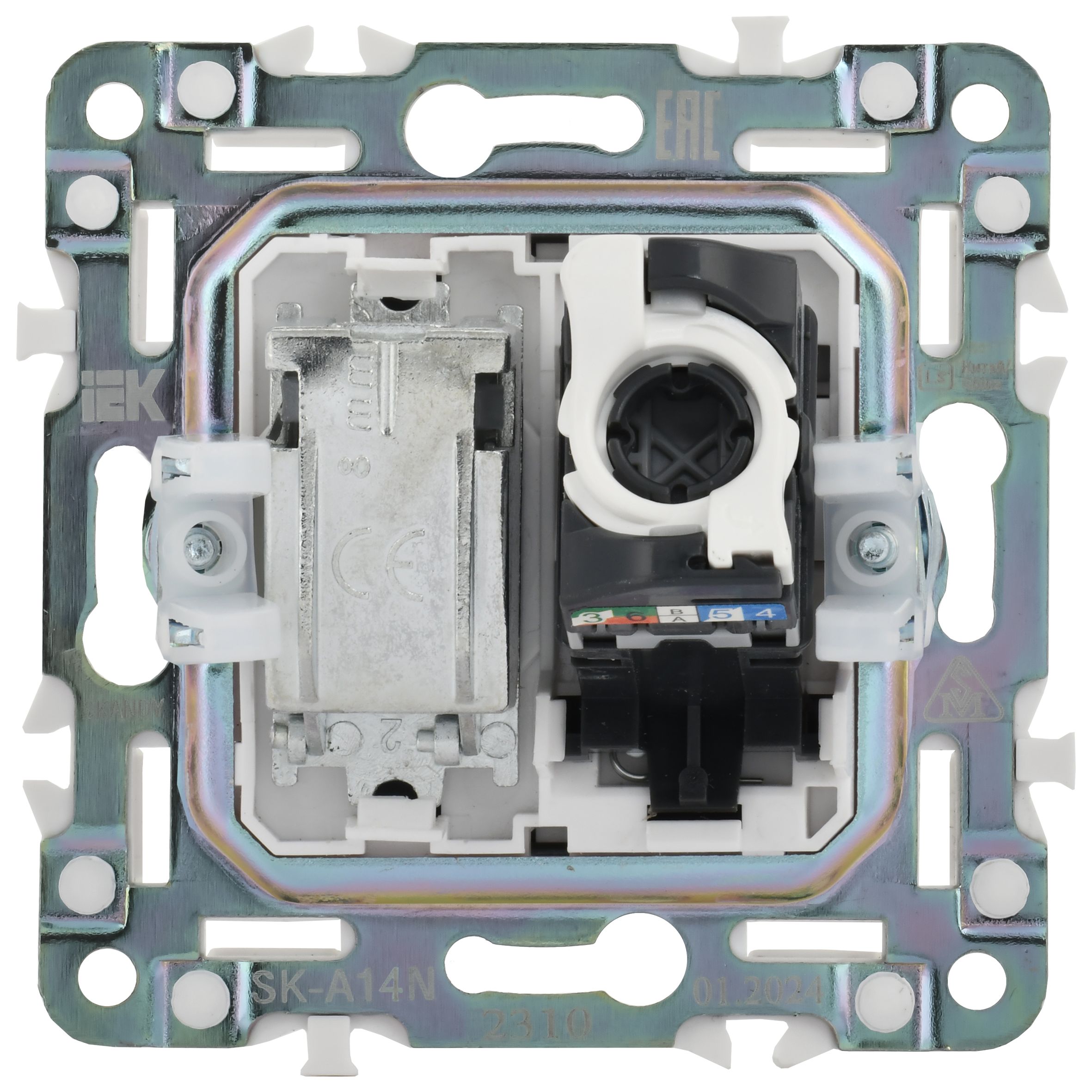 SKANDY 2 ұялы розетка TV+RJ45 5E категориялы SK-A14N металл никель IEK