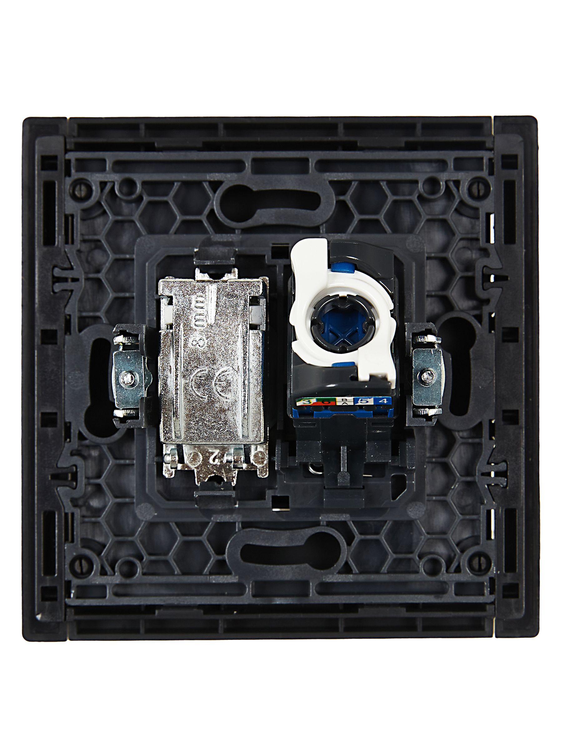 FORTE&PIANO 2 ұялы розетка TV+RJ45 6 категориялы FP137 қара ИЭК