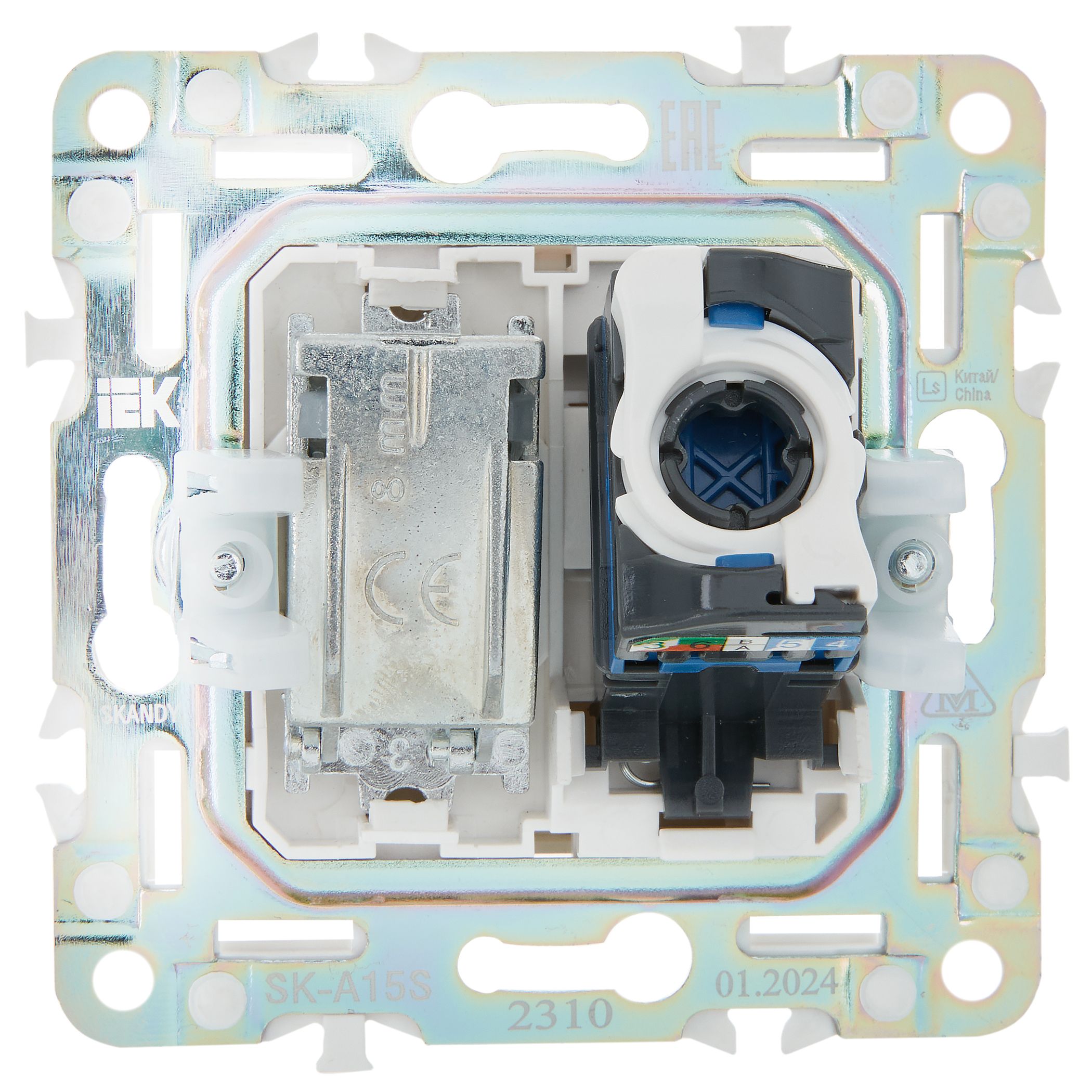             SKANDY 2 ұялы розетка TV+RJ45 6 категориялы SK-A15S күміс IEK    