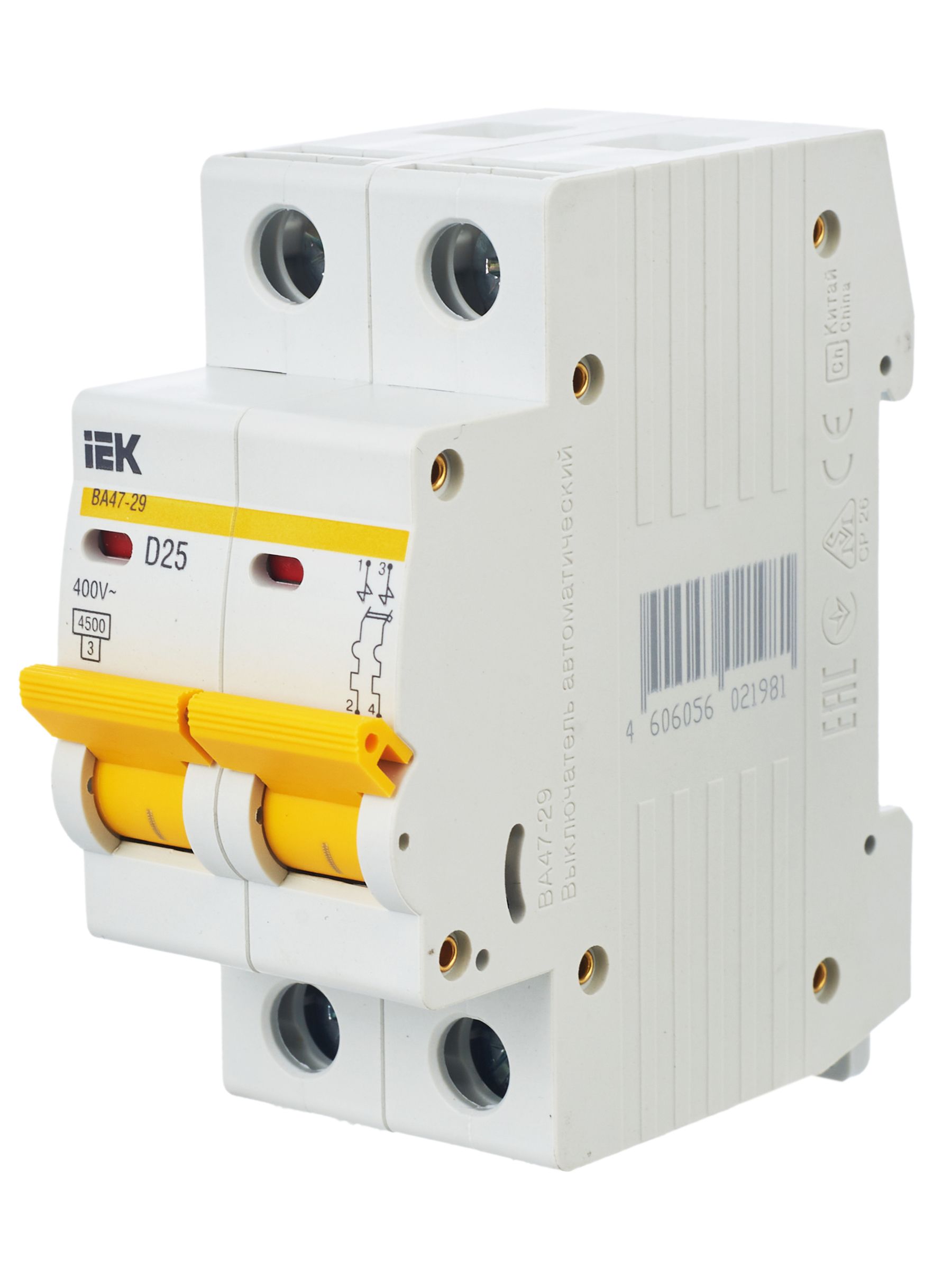             Автоматтық ажыратқыш 2Р ВА 47-29 25А 4,5кА х-ка D (ИЭК)    