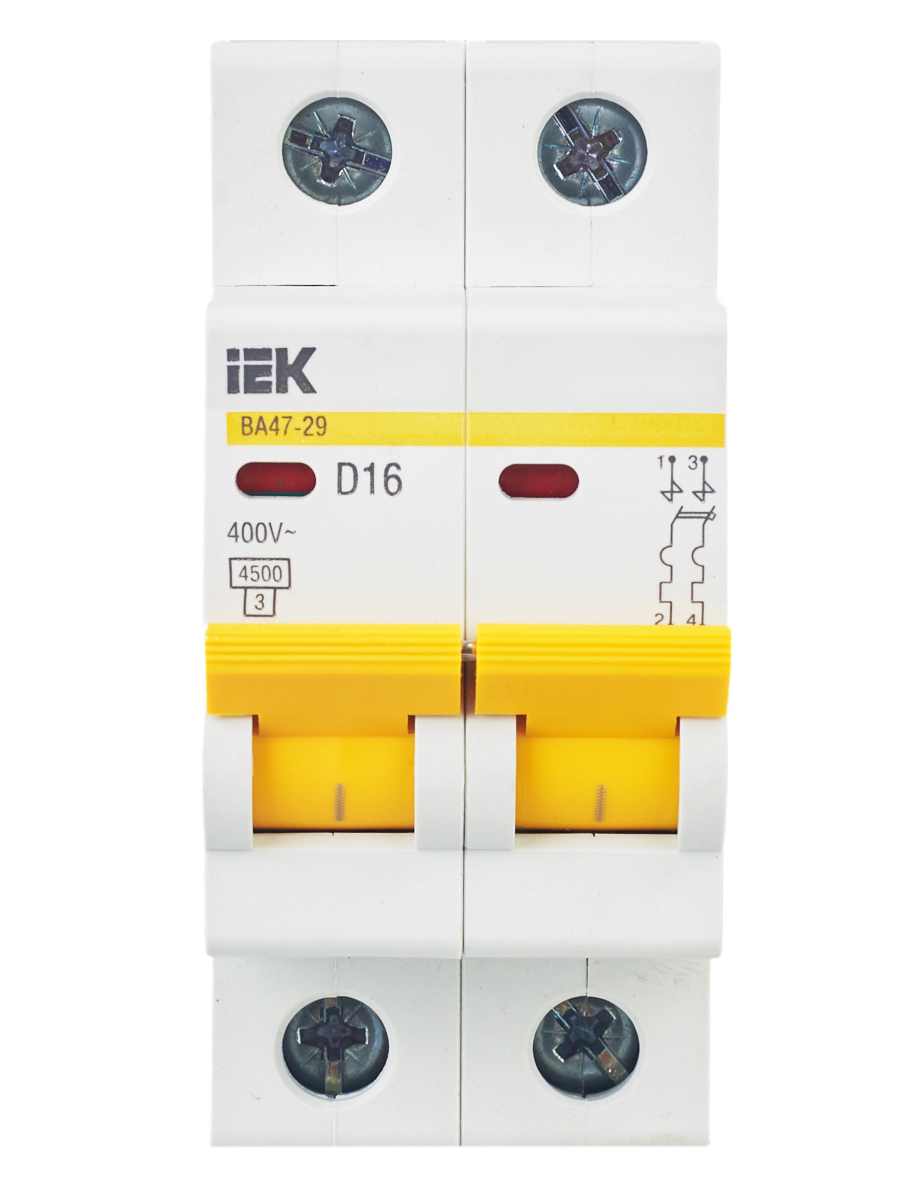             Автоматтық ажыратқыш 2Р ВА 47-29 16А 4,5кА сипаттама D (ИЭК)    