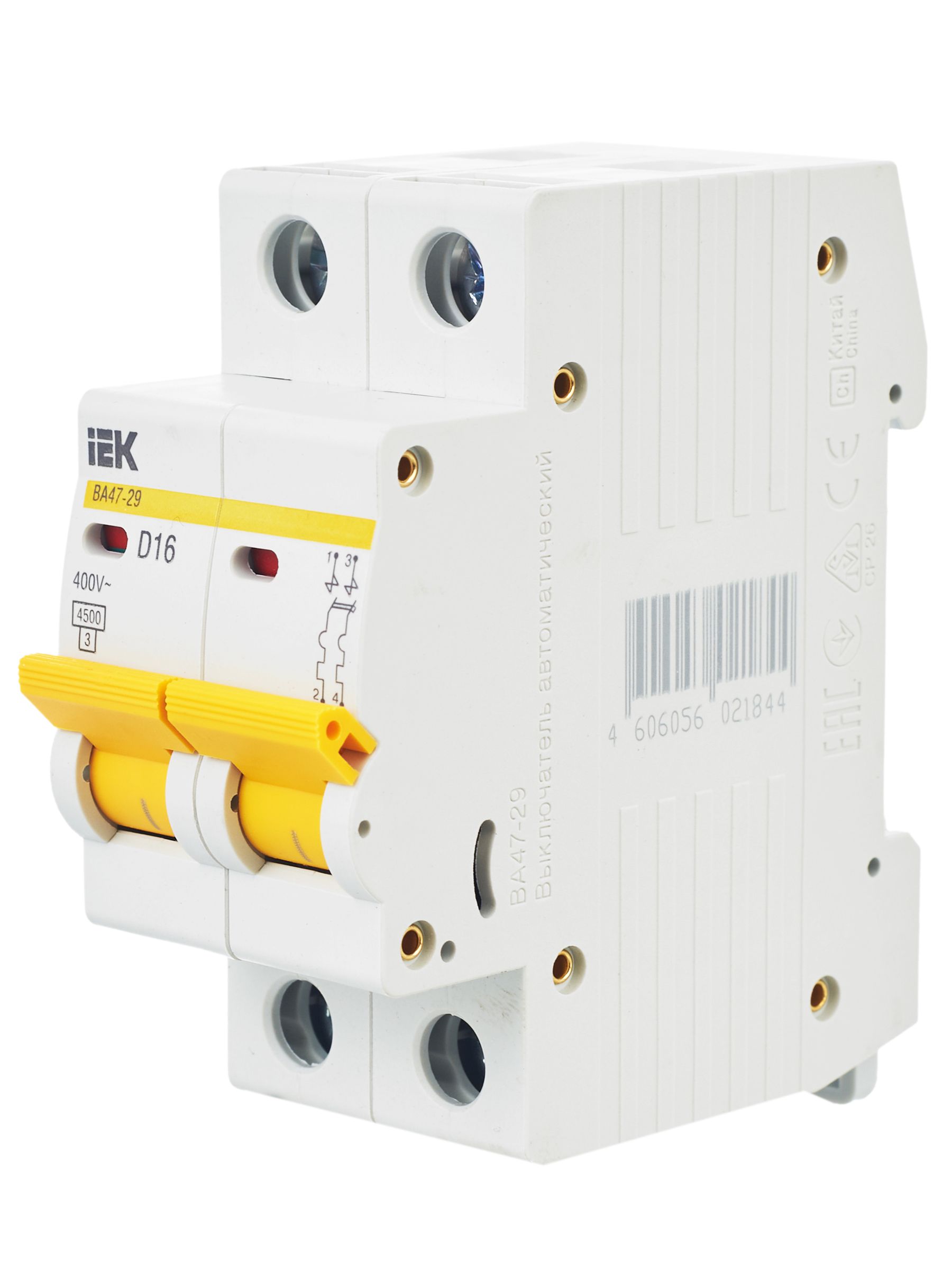             Автоматтық ажыратқыш 2Р ВА 47-29 16А 4,5кА сипаттама D (ИЭК)    