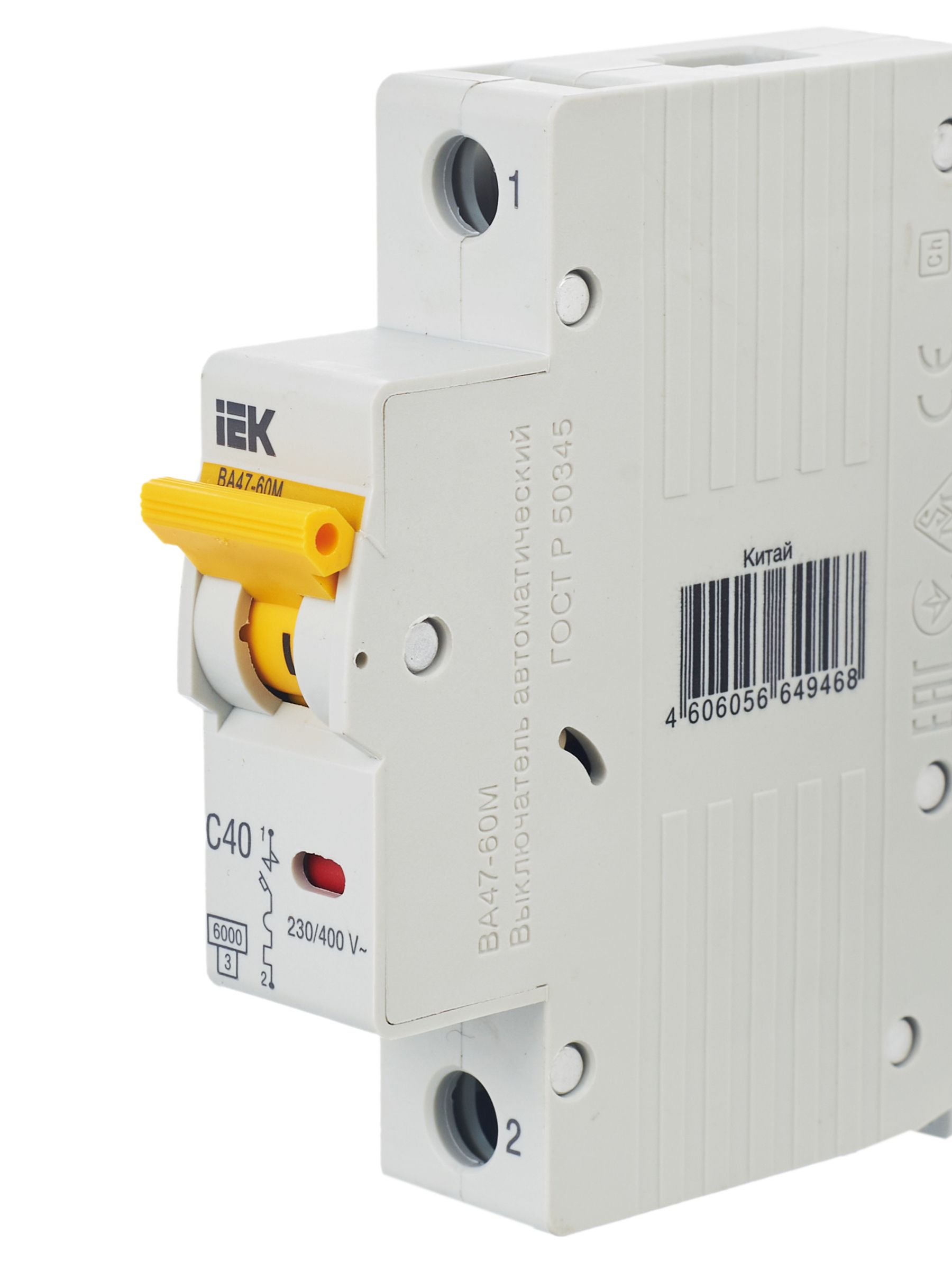            Автоматтық ажыратқыш ВА47-60M 1P C 40А 6кА ИЭК    