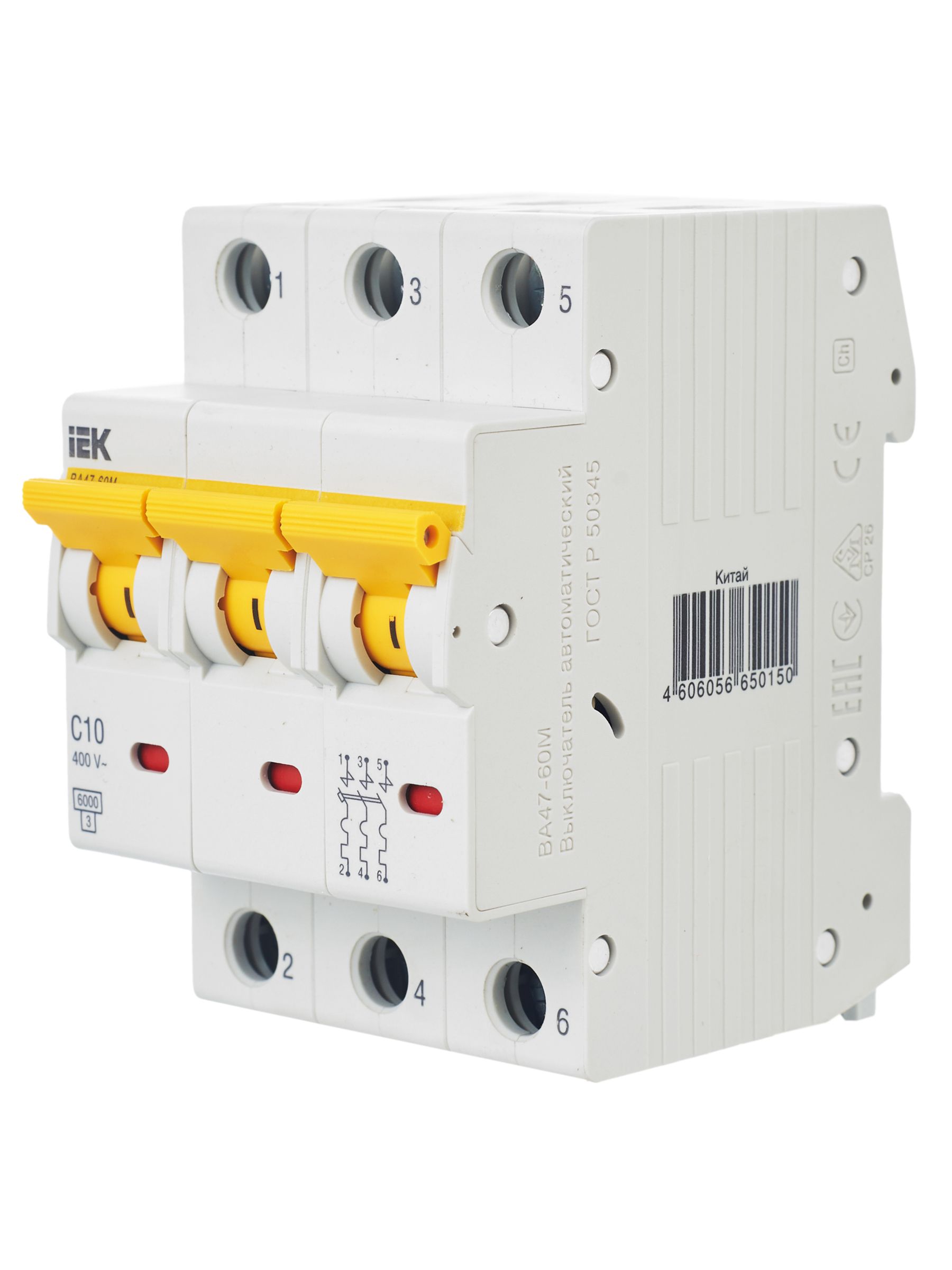             Автоматтық ажыратқыш 3Р ВА47-60M 10А 6кА C ИЭК    