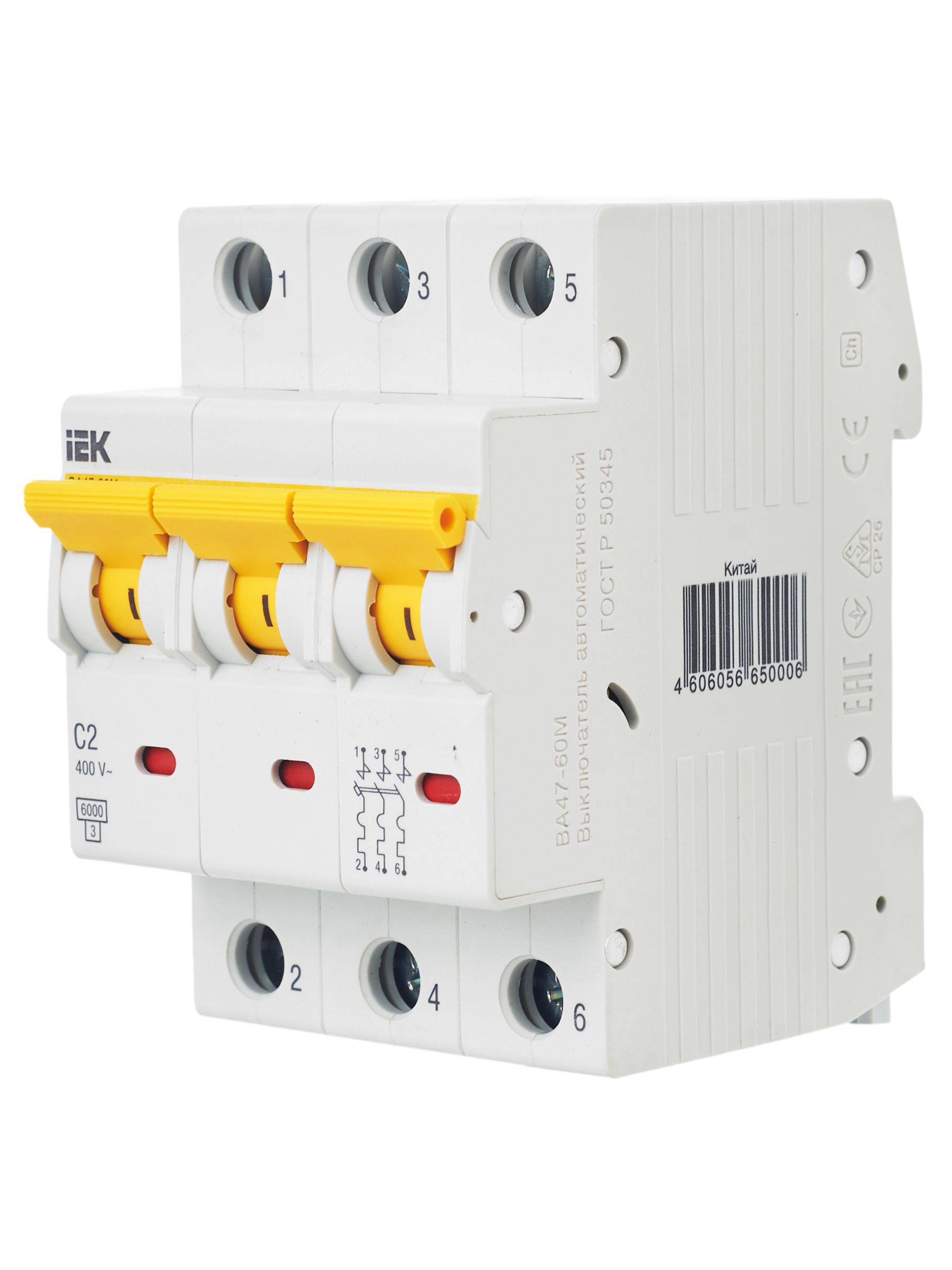             Автоматтық ажыратқыш ВА47-60M 3P C 2А 6кА KARAT ИЭК    