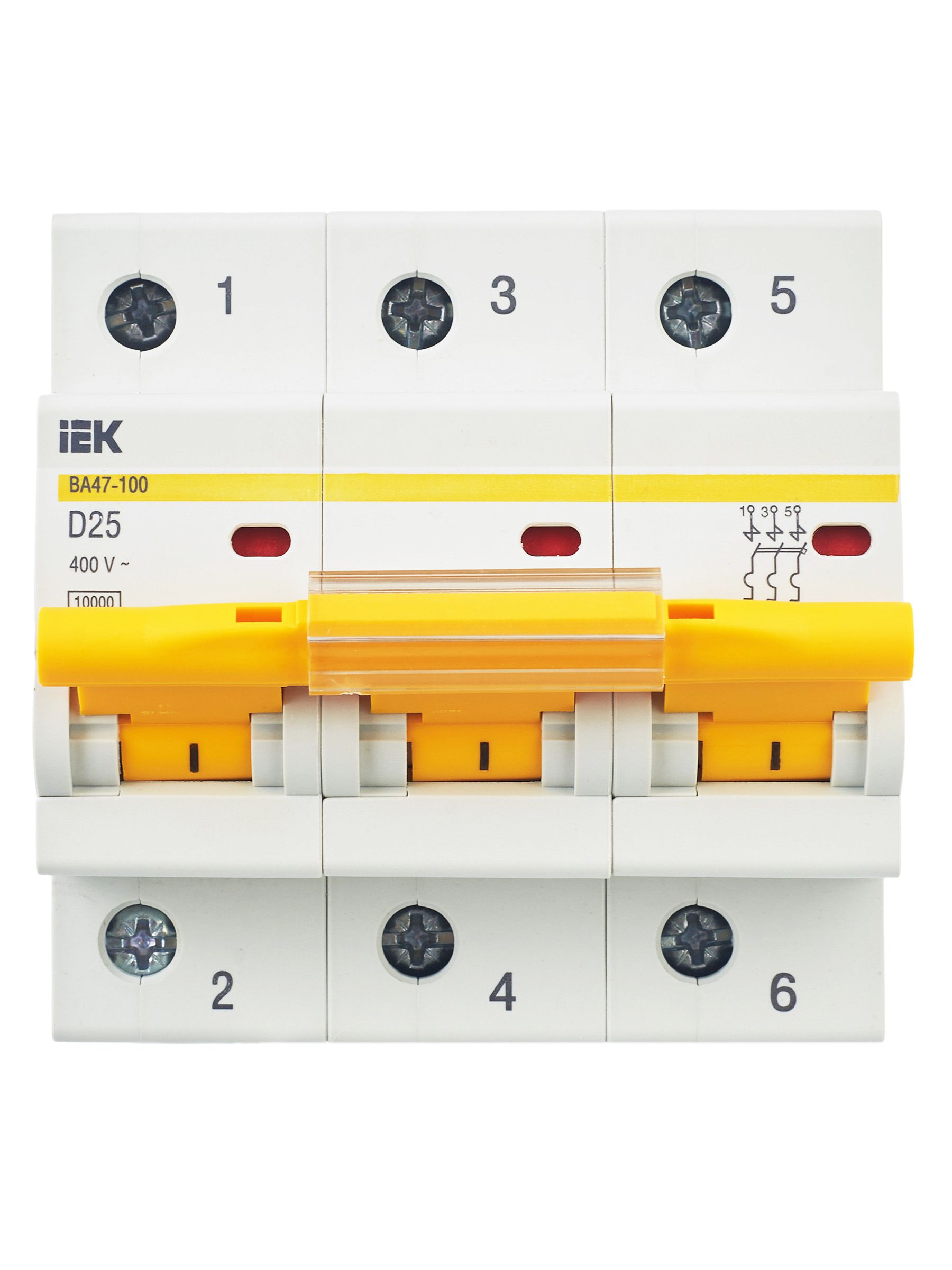             Автоматтық ажыратқыш 3P ВА 47-100 25А 10кА D сипаттама ИЭК    