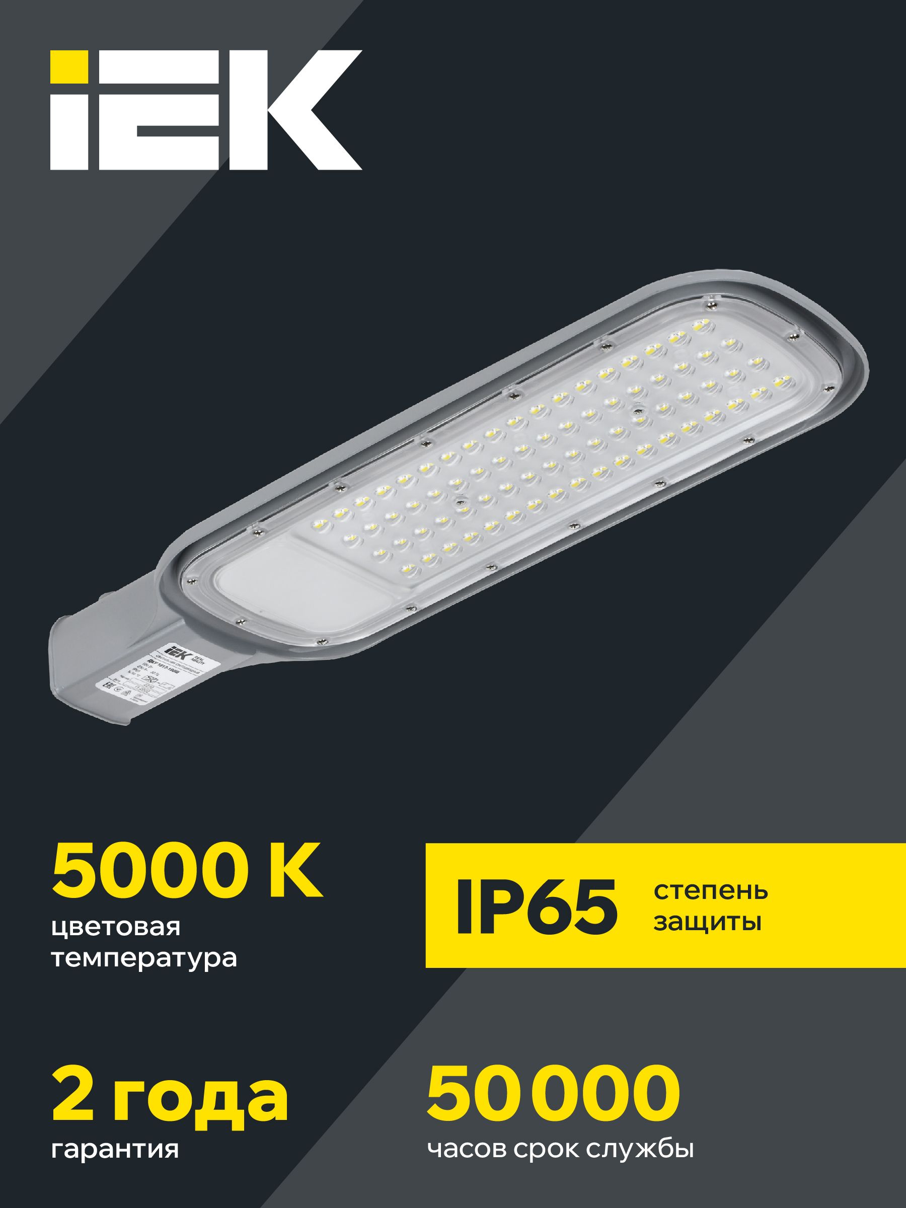             Жарықдиодты шамшырақ, консольді ДКУ 1012-100Ш 5000К IP65 сұр IEK    