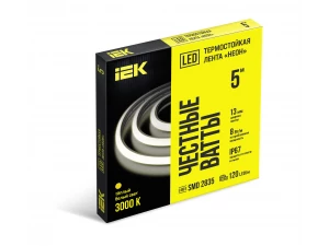 Лента светодиодная 'неон' термостойкая 5м SMD2835 120LED/м 8Вт/м IP67 13мм 24В теплый белый IEK