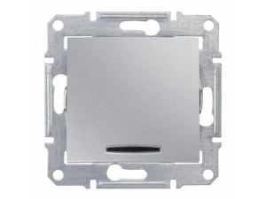 Переключатель 2 напр. с синей подсв. 10А, алюм SDN1500160