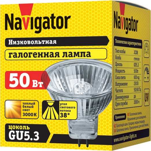             Шам JCDR 50W G5.3 230V 2000h 94 206 Navigator    