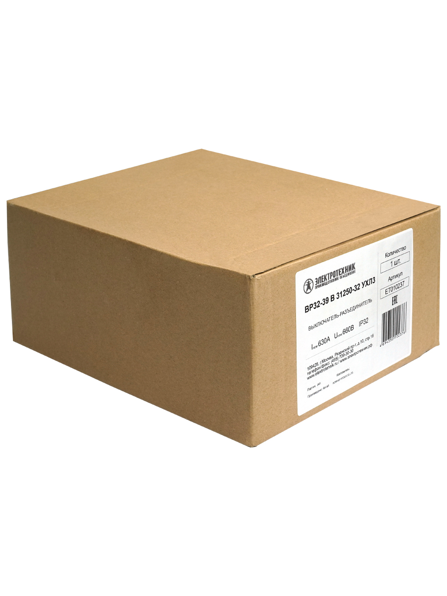             ВР32-39 В 31250-32 УХЛ3, 630А, алынатын, бүйірлі, жылжытылған тұтқа, 3 қалыпты, 1 бағытты, камерамен, IP32 (ЭТ)(Қытай)    