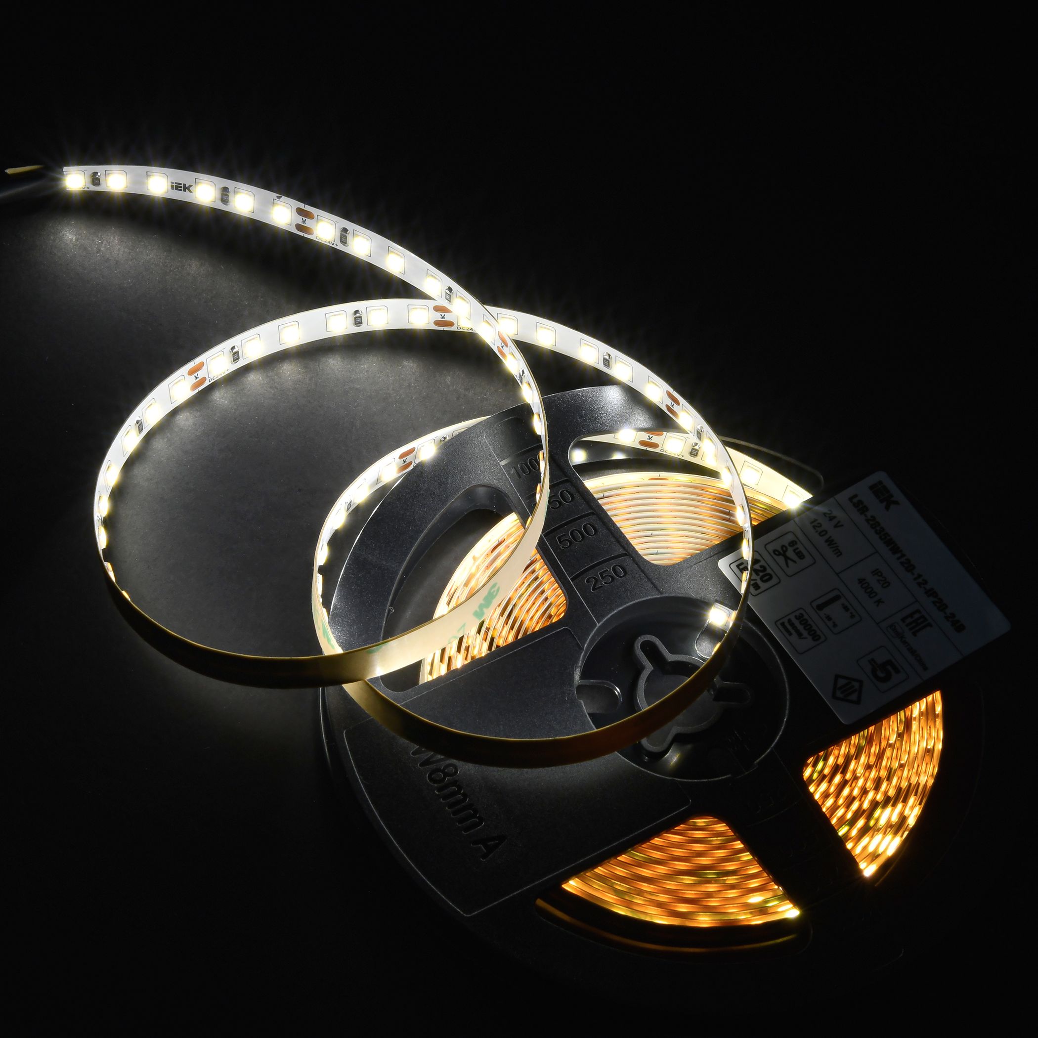             Жарықдиодты таспа 5м LSR-2835NW120-12-IP20-24В IEK    