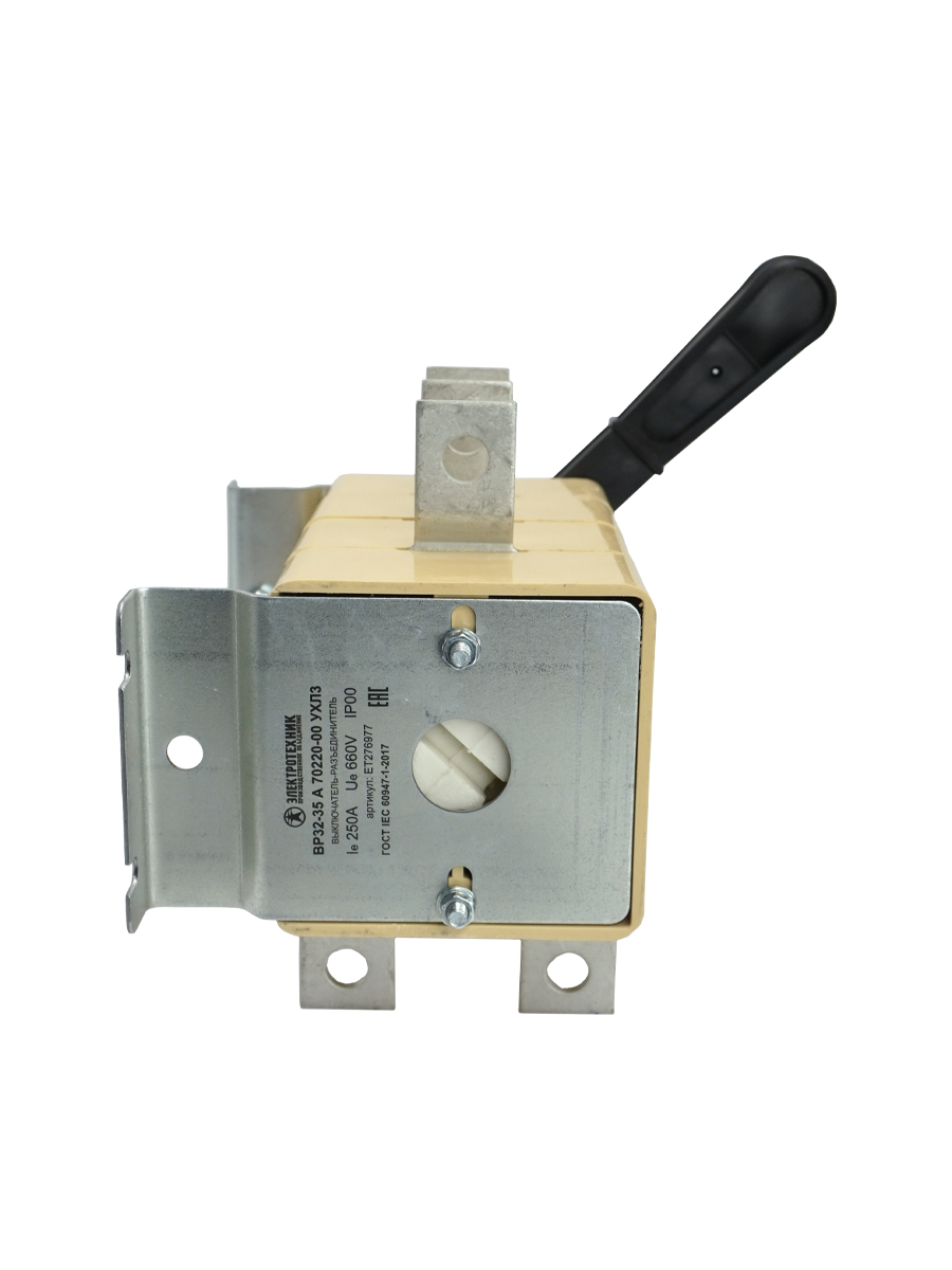             ВР32-35 А 70220-00 УХЛ3, 250А, алынбайтын, бүйірлі тұтқа, 3 қалыпты, 1 бағытты IP00  (ЭТ) (Қытай)    