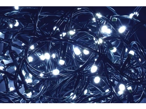 Гирлянда нить 5м 50 светодиодов белый свет IP20 зеленый шнур 1,5м 230В контроллер 8 сцен IEK