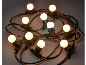 Гирлянда белт-лайт 5м 10 теплый белый цвет ламп IP65 черный шнур 3м 230В транзит IEK