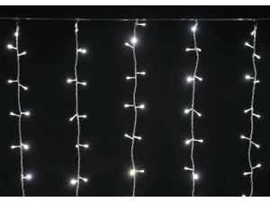 Гирлянда занавес 1,5х1,5м 160 светодиодов теплый белый свет IP20 прозрачный шнур 3м 230В транзит IEK