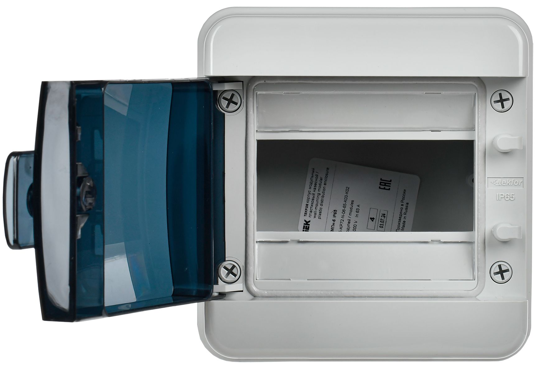             TEKFOR корпусы пластикалық КМПн-6 IP65 қара мөлдір есік IEK    