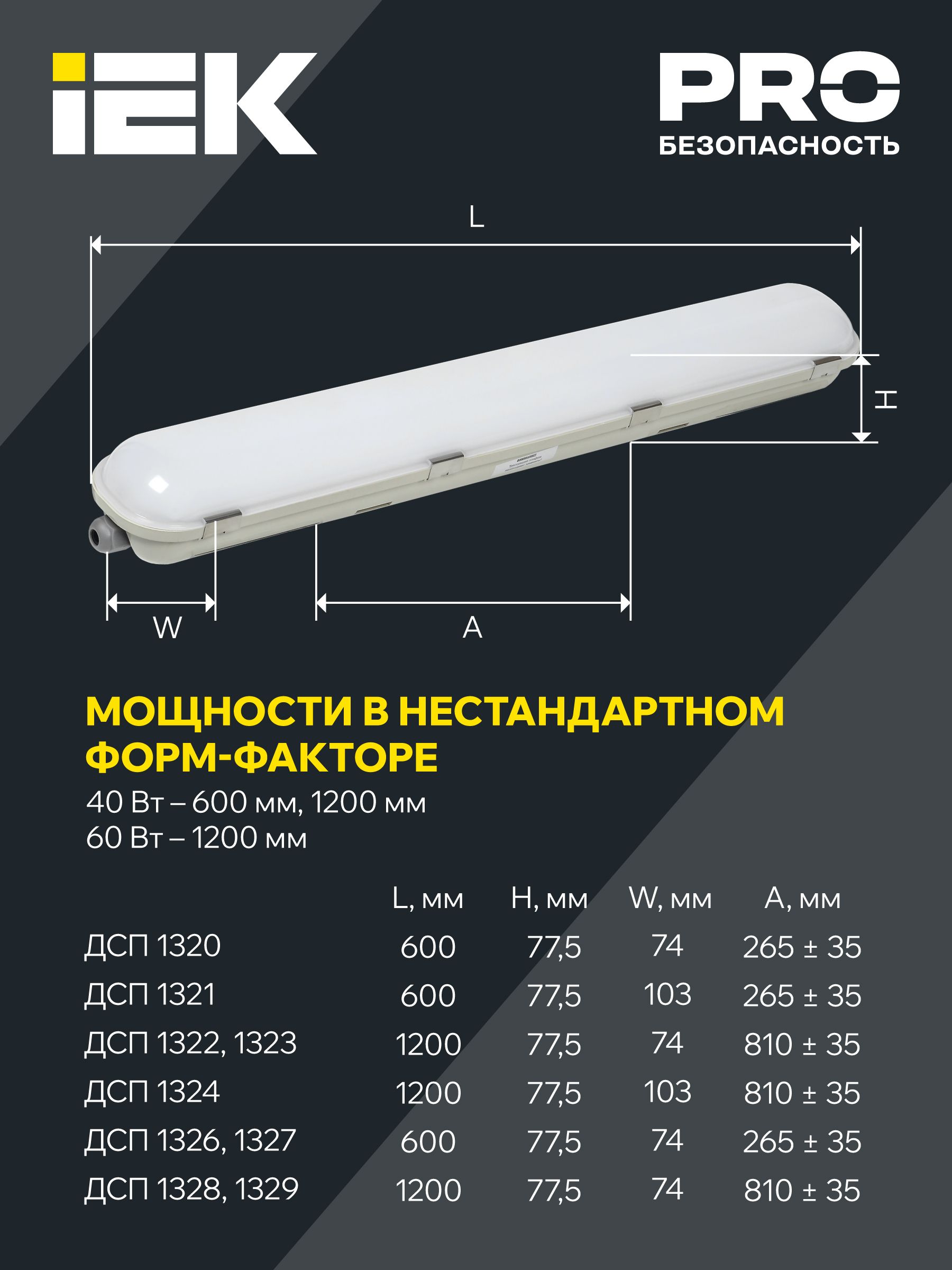             Шам ДСП 1322 40Вт 5000К IP65 1200мм сұр пластик IEK    