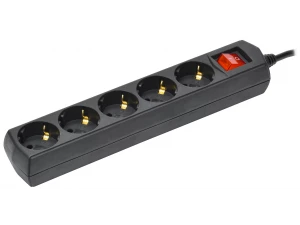 Удлинитель У05В 5 мест с заземлением 5м 3х1мм2 10А/250В черный GENERICA
