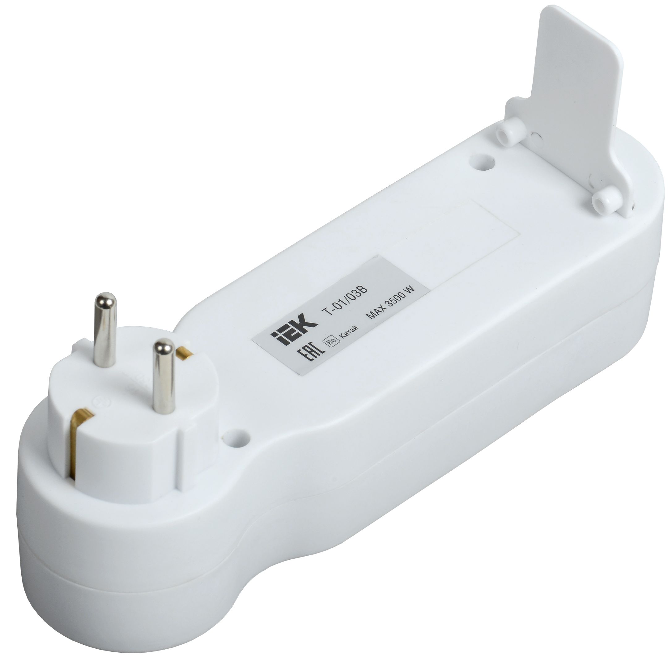             Үштік Т-01/03В 3 ұяшықты, жерге тұйықталған 16А ажыратқышпен, ақ IEK    