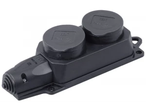 Розетка (колодка) 2-местная РБ32-1-0м с защитными крышками IP44 ОМЕГА каучук IEK