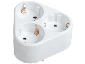 Тройник Т-01/03 3 места с заземлением 16А треугольный белый IEK