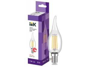 Лампа светодиодная CВ35 свеча на ветру прозрачная 7Вт 230В 3000К E14 серия 360° ИЭК
