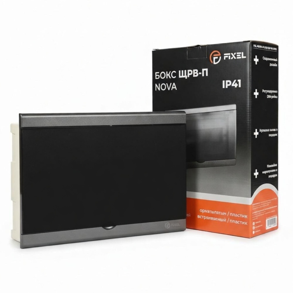             ЩРВ-П 14 модуль NOVA кіріктірілген пластик қара IP41 (220*319*76) FIXEL    