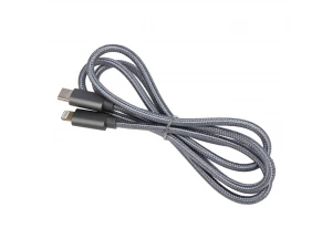 Кабель Type-C – Lightning для Apple, 3А, 1м, в нейлоновой серой оплетке, Power Delivery REXANT