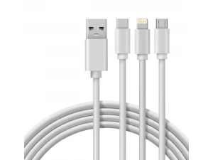 Кабель USB 3в1 Type-С (3A), Lightning (2,4A), micro USB (2A) 1м, ПВХ REXANT, 18-1127