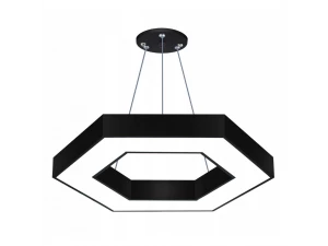 Светильник подвесной серии XO 6-гранник полый 36W 6500K опал черный 500х100х70мм LEDAR