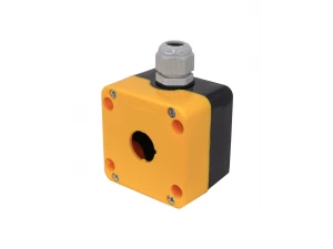 Корпус ПКУ22/1, чёрный с жёлтой крышкой, одно отверстие Ø 22мм, с сальником, IP65  (ЭТ)