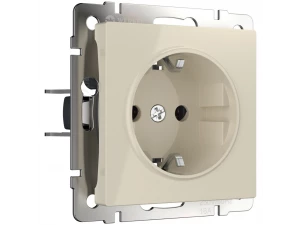 Розетка с заземлением /WL03-SKG-01-IP20 (слоновая кость)