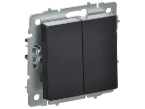 BRITE Выключатель 2-клавишный перекрестный 10А ВС10-2-3-БрЧ черный ИЭК