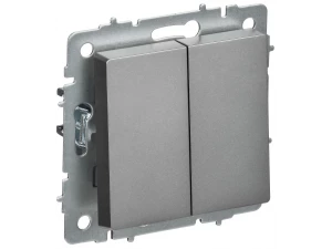 BRITE Выключатель 2-клавишный перекрестный 10А ВС10-2-3-БрС сталь ИЭК
